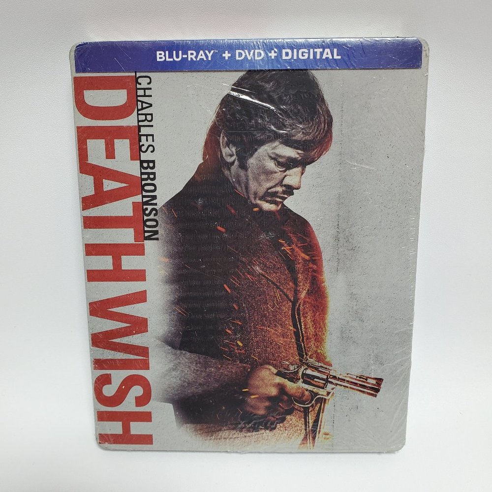 New Death Wish Charles Bronson Blu-ray + DVD + Digital 2-Disc Set Steel Book. 